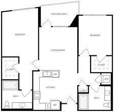 B2 - 2BR 2BA Flat 222 floor plan